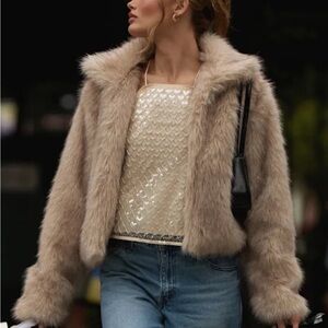 Mazara Ivory Sequin Beaded Backless Tank Top